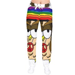  Rainbow Stoner Owl Women Velvet Drawstring Pants