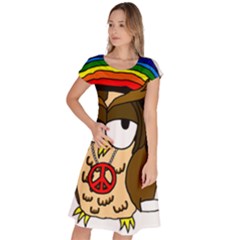  Rainbow Stoner Owl Classic Short Sleeve Dress