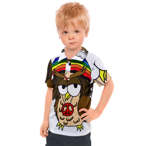  Rainbow Stoner Owl Kids  Polo Tee by IIPhotographyAndDesigns