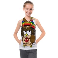  Rainbow Stoner Owl Kids  Sleeveless Hoodie by IIPhotographyAndDesigns