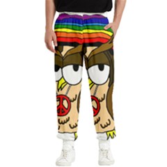  Rainbow Stoner Owl Men s Elastic Waist Pants by IIPhotographyAndDesigns