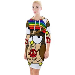  Rainbow Stoner Owl Quarter Sleeve Hood Bodycon Dress by IIPhotographyAndDesigns