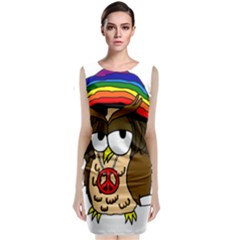  Rainbow Stoner Owl Sleeveless Velvet Midi Dress