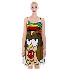  Rainbow Stoner Owl Spaghetti Strap Velvet Dress