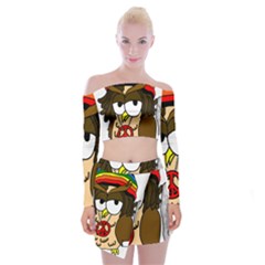  Rainbow Stoner Owl Off Shoulder Top With Mini Skirt Set by IIPhotographyAndDesigns