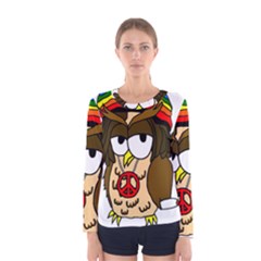  Rainbow Stoner Owl Women s Long Sleeve Tee