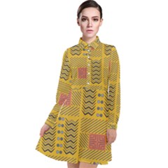 Digital Paper African Tribal Long Sleeve Chiffon Shirt Dress by HermanTelo