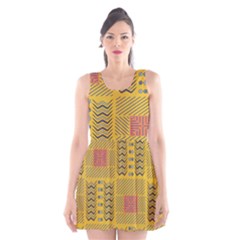 Digital Paper African Tribal Scoop Neck Skater Dress by HermanTelo