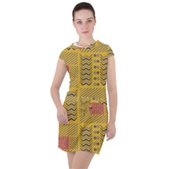 Digital Paper African Tribal Drawstring Hooded Dress