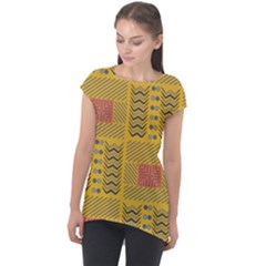 Digital Paper African Tribal Cap Sleeve High Low Top