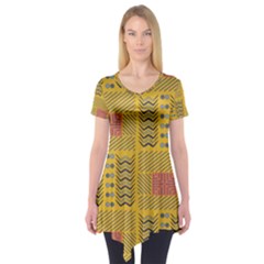 Digital Paper African Tribal Short Sleeve Tunic  by HermanTelo