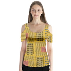 Digital Paper African Tribal Butterfly Sleeve Cutout Tee 