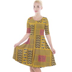 Digital Paper African Tribal Quarter Sleeve A-line Dress