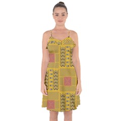 Digital Paper African Tribal Ruffle Detail Chiffon Dress by HermanTelo