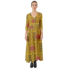 Digital Paper African Tribal Button Up Boho Maxi Dress