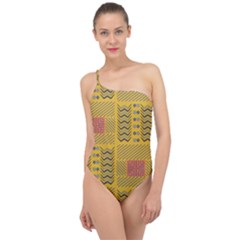 Digital Paper African Tribal Classic One Shoulder Swimsuit by HermanTelo