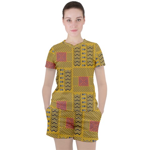 Digital Paper African Tribal Women s Tee And Shorts Set by HermanTelo