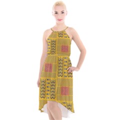 Digital Paper African Tribal High-low Halter Chiffon Dress  by HermanTelo