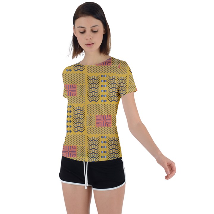 Digital Paper African Tribal Back Circle Cutout Sports Tee