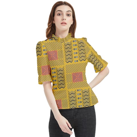 Digital Paper African Tribal Frill Neck Blouse by HermanTelo