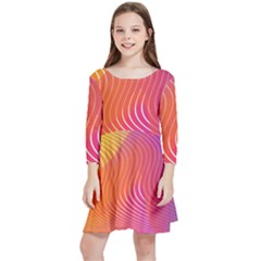 Chevron Line Poster Music Kids  Quarter Sleeve Skater Dress