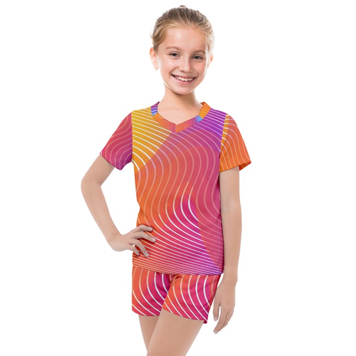 Chevron Line Poster Music Kids  Mesh Tee and Shorts Set