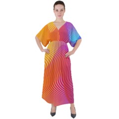 Chevron Line Poster Music V-neck Boho Style Maxi Dress