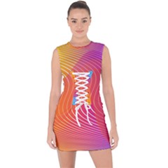 Chevron Line Poster Music Lace Up Front Bodycon Dress