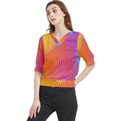 Chevron Line Poster Music Quarter Sleeve Blouse