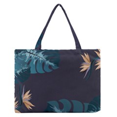 Flower Illustrations Leaves Zipper Medium Tote Bag