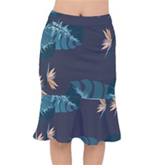 Flower Illustrations Leaves Short Mermaid Skirt by HermanTelo