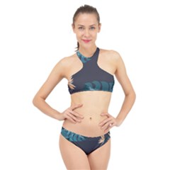 Flower Illustrations Leaves High Neck Bikini Set by HermanTelo