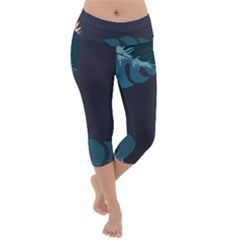 Flower Illustrations Leaves Lightweight Velour Capri Yoga Leggings