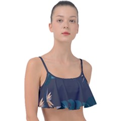 Flower Illustrations Leaves Frill Bikini Top