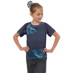 Flower Illustrations Leaves Kids  Mesh Piece Tee