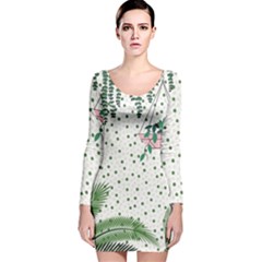 Plants Flowers Nature Blossom Long Sleeve Velvet Bodycon Dress