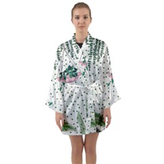 Plants Flowers Nature Blossom Long Sleeve Satin Kimono