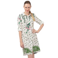 Plants Flowers Nature Blossom Long Sleeve Mini Shirt Dress by Mariart