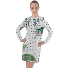 Plants Flowers Nature Blossom Long Sleeve Hoodie Dress