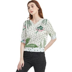 Plants Flowers Nature Blossom Quarter Sleeve Blouse