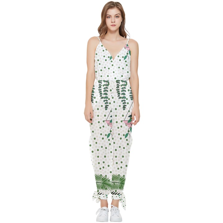 Plants Flowers Nature Blossom Sleeveless Tie Ankle Jumpsuit