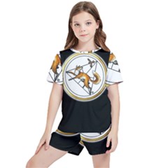 Fox & Sparrow - Logo On Black - By Larenard Kids  Tee And Sports Shorts Set by LaRenard