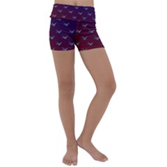 Blue Bird Of Happiness - Dark - By Larenard Kids  Lightweight Velour Yoga Shorts by LaRenard