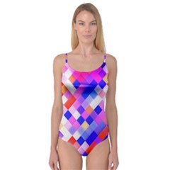 Squares Pattern Geometric Seamless Camisole Leotard  by Dutashop