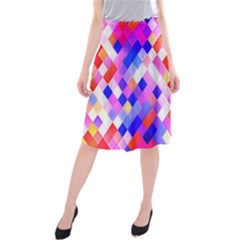 Squares Pattern Geometric Seamless Midi Beach Skirt by Dutashop