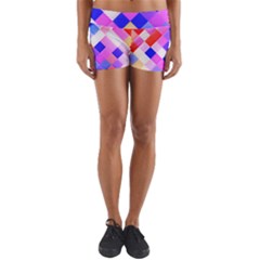 Squares Pattern Geometric Seamless Yoga Shorts by Dutashop