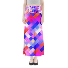 Squares Pattern Geometric Seamless Full Length Maxi Skirt by Dutashop