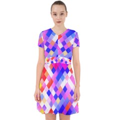 Squares Pattern Geometric Seamless Adorable In Chiffon Dress by Dutashop