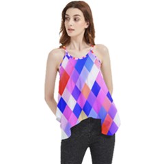 Squares Pattern Geometric Seamless Flowy Camisole Tank Top by Dutashop