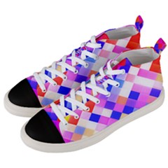 Squares Pattern Geometric Seamless Men s Mid-top Canvas Sneakers by Dutashop